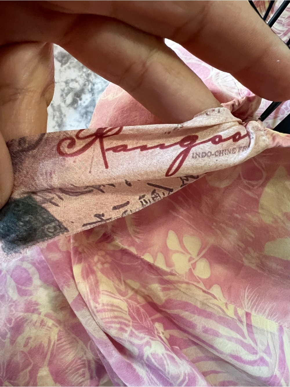 Da-Nang Silk Tropical Dress Y2K Pink Ruffle - Picture 6 of 12